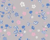 KLEINE BLOEMETJES BEHANG | Botanisch - grijs blauw roze wit - A.S. Création House of Turnowsky
