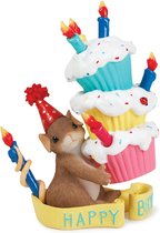 Charming Tails- Happy Birthday- Cup Cake- Cadeau- Hoogte 7.5cm- Woonkamer Decoratie- Fitz & Floyd- Vintage- Hangemaakt- Driedimensionale Wenskaart