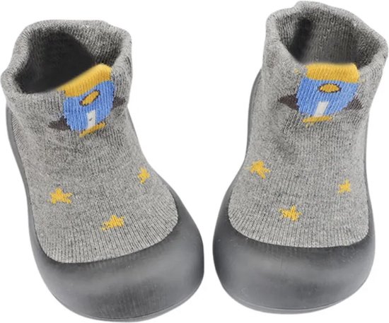 Chaussons bébé antidérapants - Chaussons chaussettes - Premières chaussures de marche de Bébé-Slofje - Espace Grijs pointure 18/19