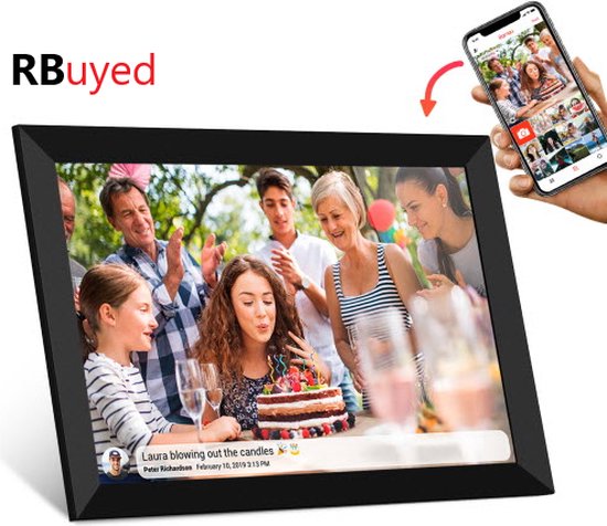 RBUYED – Digitale fotolijst met WiFi en Frameo App – 10.1 inch HD+ IPS Display
