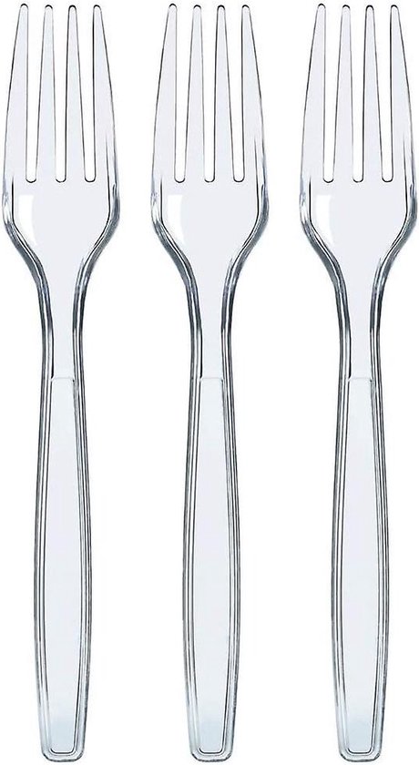 Fourchettes réutilisables - fourchette - deluxe - fourchettes transparentes 19 cm - couverts - Robuste et Réutilisable - Sans BPA - Passe au lave-vaisselle - Réutilisable - Transparent - 100 pièces