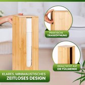 MONTKIARA Toilet paper opslag bamboe - Premium toiletpapier opslag voor 4 vervangende rollen met deksel en spatbescherming - wc-papier opslag staand - toiletrolopslag ca. 42 x 13,5 cm