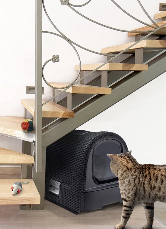 PawHut Toilethuis, gesloten kattenbak, afneembaar bodemvak voor eenvoudige reiniging, inclusief schep, groen