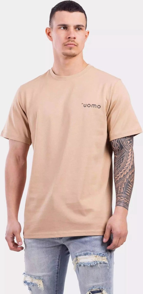 24 Uomo Basic T-Shirt Bruin Heren - Maat: XL