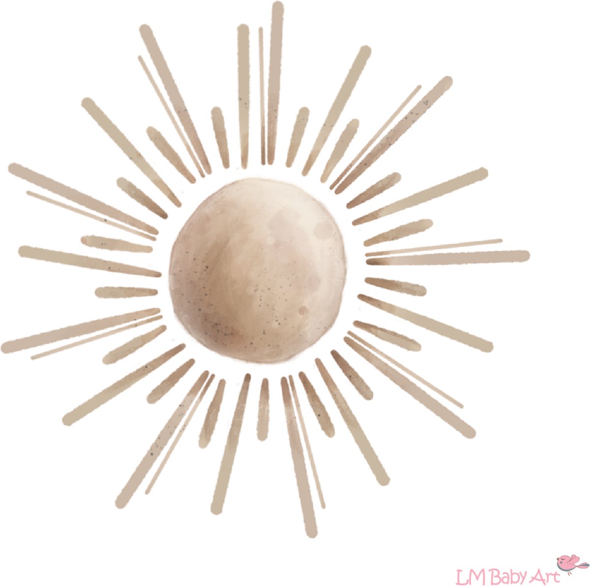 Muursticker zon boho stijl | Zon sticker | Babykamer muursticker zon | vrolijke muursticker boho stijl | Waterverf muursticker | Kinderkamer wanddecoratie