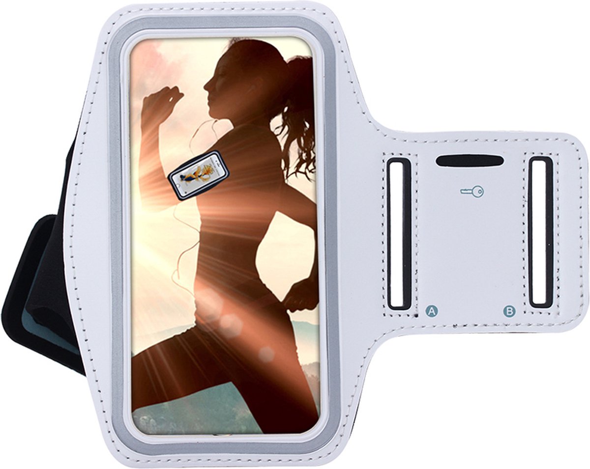 Sportarmband - MoDo Hoesje Geschikt voor Google Pixel 4 XL/ Pixel 6 Pro/ Pixel 7 Pro hoesje - Sportband - Hardloop armband telefoon - Sport armband - Hardloop telefoonhouder - Wit