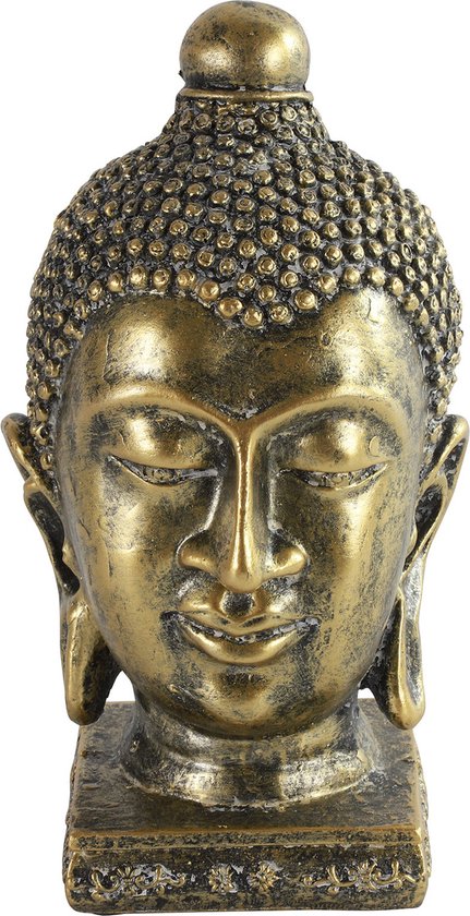Countryfield Home deco Boeddha hoofd beeld - goud kleurig - 13 x 23.5 cm - voor binnen