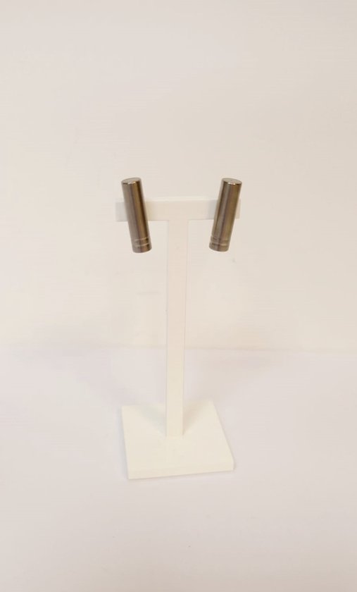 Titanium oorknoppen - buis model - modern - uitverkoop Juwelier Verlinden St. Hubert - van €125,= voor €89,=