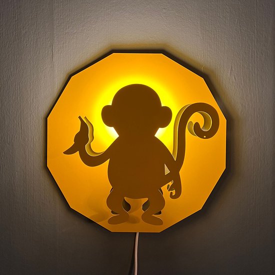 Phanti Kinderlamp - wandlamp - dierenlamp - aap - staal - 42 cm hoog - handgemaakt