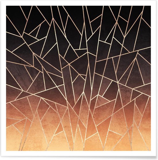 JUNIQE - Poster Shattered Ombre -70x70 /Bruin & Oranje