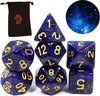 Afbeelding van het spelletje D&D dice set - Galaxy serie - DnD dobbelstenen set Donker blauw - Dungeons and Dragons dobbelstenen Inclusief velvet bewaarzakje - Polydice