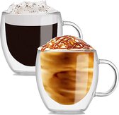 Dubbelwandige latte macchiato-glazen, koffieglas, theeglazen - mokkakopjes , Koffiekopjes , espressokopjes - kopjes - Cappuccino kopjes 2*250ml