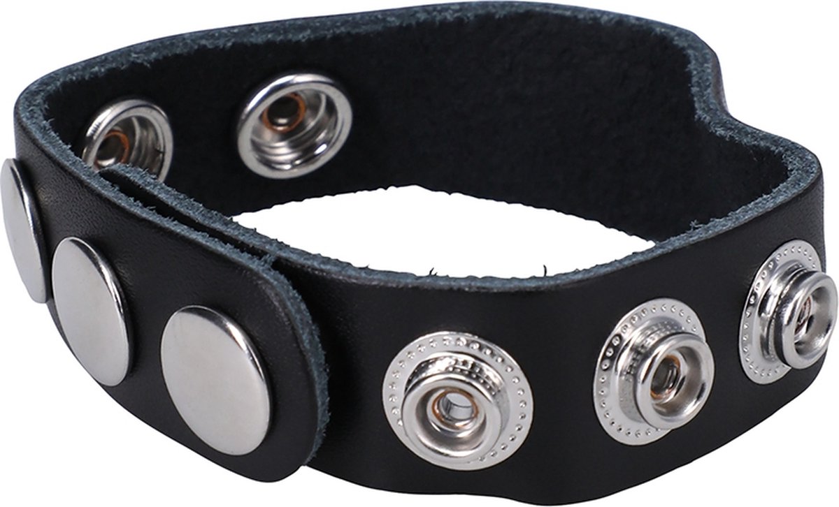 Doc Johnson The Leather 5 Snap - Leather Cockring black