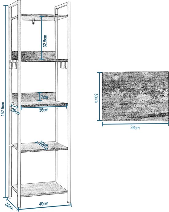 DanDiBo Regal Malega 12060 aus Metall und Holz 150 cm Bücherregal