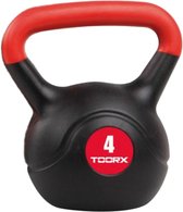 Toorx Fitness PVC Kettlebell - Gewicht - 4 kg - Krachttraining - Rood - Zwart