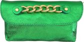 Groene Metallic Leren Schoudertas Chain - Dames Tassen - Crossbody tassen - Groen - Gouden Ketting