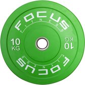 Olympische halterschijf 50 mm - Focus Fitness Bumper plate - 10 kg - Groen