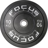 Olympische halterschijf 50 mm - Focus Fitness Bumper plate - 10 kg - Zwart