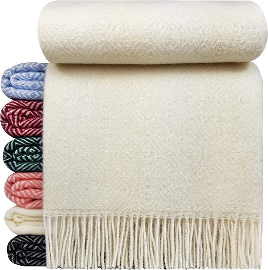 Wollen Plaid - STOCKHOLM - Creme (140x200cm) 100% Wol - Plaids.shop®