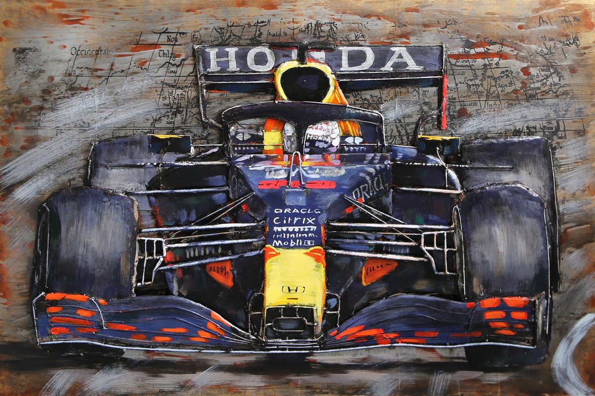 3D Metaal schilderij Max Verstappen 2023 Formule 1 afm 120 x 80