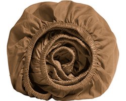 Yumeko hoeslaken katoensatijn caramel 90x200x30 - Bio, eco & fairtrade