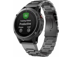 By Qubix - Geschikt voor Garmin bandje - 22mm Quickfit - Stalen schakelband - Zwart - Geschikt voor Garmin Approach S60 & S62 / Instinct / Instinct 2 (Solar)