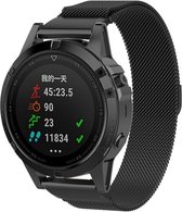 By Qubix - 26mm Quickfit - Milanese bandje - Zwart - Garmin Quatix 7X - 6X & Tactix 7 (pro) - Garmin bandje