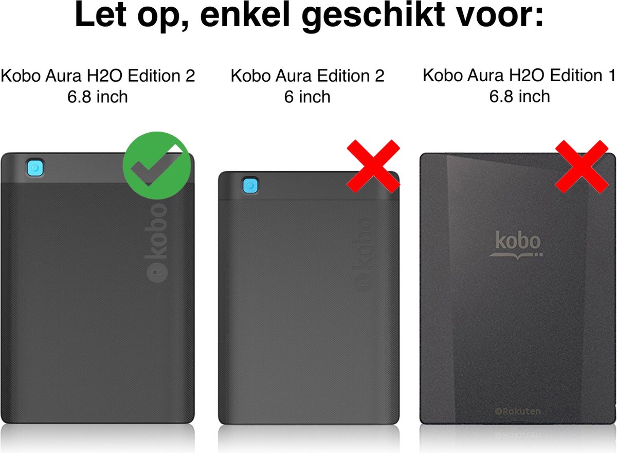 Kobo Aura H2O Edition 2 Cover - Book Case Premium Sleep Cover Housse en  Cuir avec... | bol.com