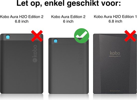 Hoes geschikt voor Kobo Aura Edition 2 - Book Case Premium Sleep Cover Leer Hoesje met Auto/Wake Functie - Blauw van Myhenrý — afbeelding 4