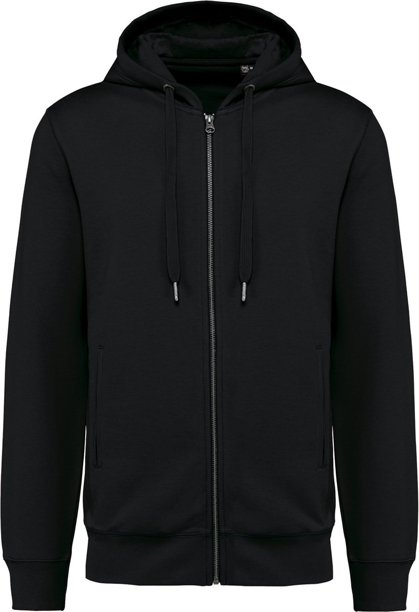 Ecologische unisex sweater met capuchon en rits Zwart