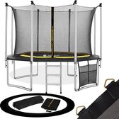 Springos Trampoline - Trampoline met veiligheidsnet - Tuin - 365 cm - Zwart/Geel