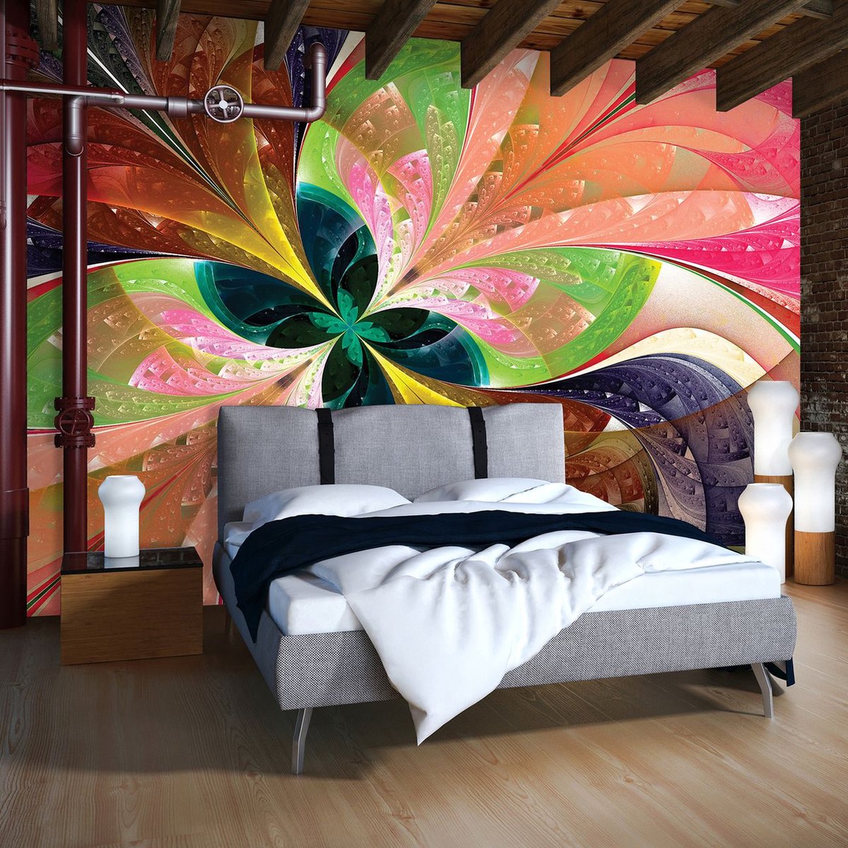 Fotobehang - Vlies Behang - Abstract Kleurrijk Ornament - Kunst - 254 x ...