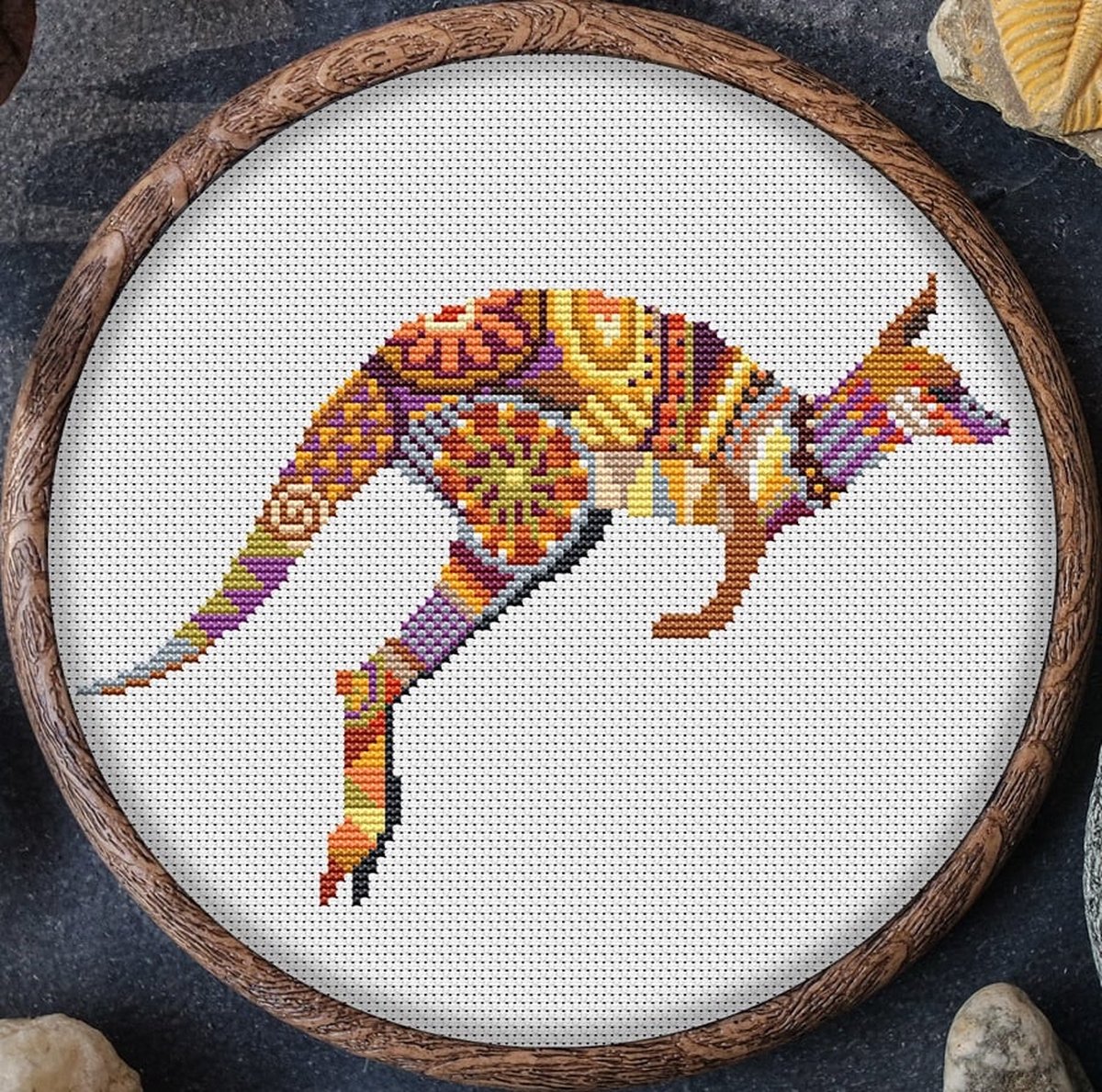 Borduurpakket Mandala Kangeroe - telpatroon om zelf te borduren 286