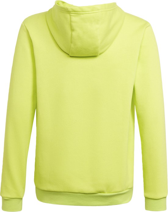 Arrière d'un sweat à capuche jaune vif à manches longues.
