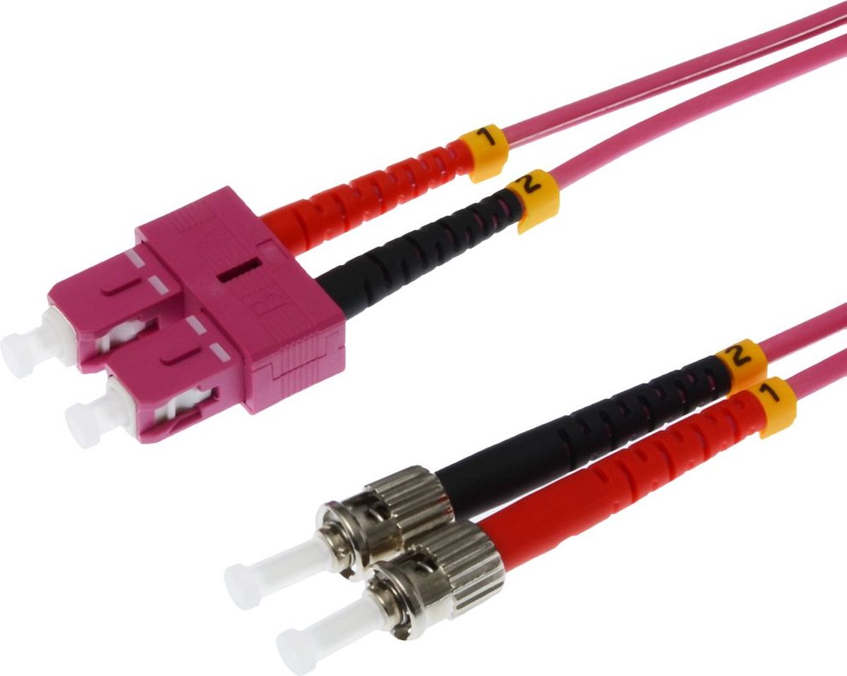Helos 3m OM4 SC/ST Glasvezel kabel 2x ST Violet
