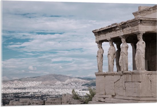 Acrylglas - Uitzicht op Parthenon Tempel in Athene, Griekenland - 105x70 cm Foto op Acrylglas (Met Ophangsysteem)