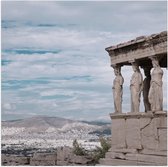 Poster (Mat) - Uitzicht op Parthenon Tempel in Athene, Griekenland - 80x80 cm Foto op Posterpapier met een Matte look