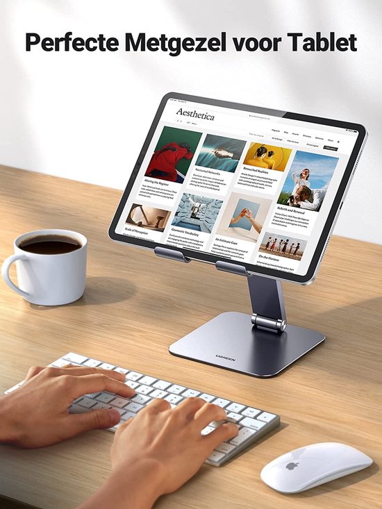 Lamicall Tabletstandaard, Tablethouder Tafel - [360° Draaibare Metaalbasis] Vouwbare iPad-standaard voor bureau, Verstelbare tablethouder voor iPad Pro/Air/Mini, Samsung, 4,7-13