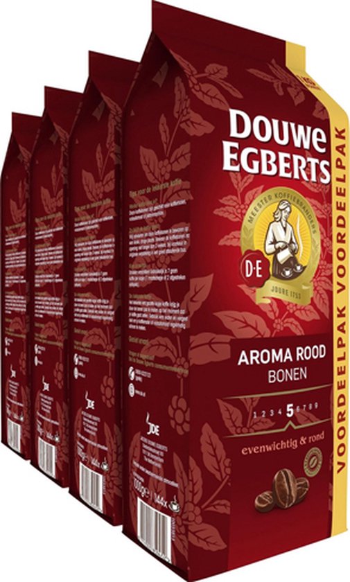 Ik was verrast Verouderd wees onder de indruk Douwe Egberts Aroma Rood Koffiebonen - 4 x 1000 gram - Extra grote  verpakking | bol.com