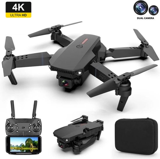 Skyzone Quad Drone - 4K Ultra HD Camera - 3x Accu - Inclusief Opbergtas - Dual Camera - Mini Drone - Geschikt Voor Android & IPhone - Volwassenen/Kinderen - Met Obstakelvermijding - Zwart
