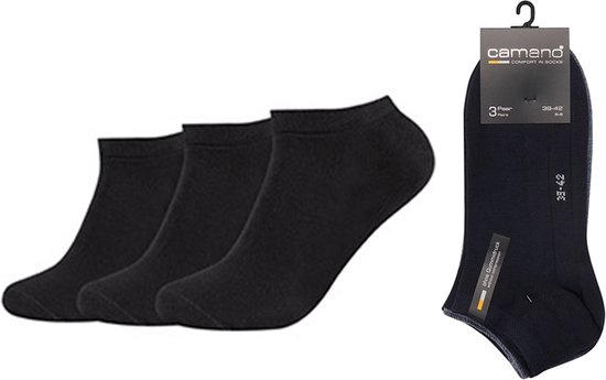 Camano Ca-Soft Sneaker Sokken en Enkelsokken Unisex 3 PACK 39-42 Zwart Naadloos en zonder knellende elastiek
