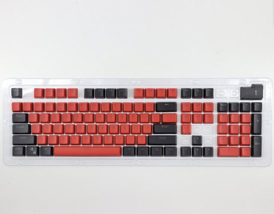 keycaps - keycaps voor mechanisch toetsenbord - LET OP, GEEN TOETSENBORD! keycaps rood en zwart- keycap puller - 106 toetsen - toetsenbord toetsen - keyboard buttons - computertoetsen - muis - kleuren toetsen - windows - amac - gaming