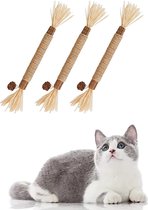 DOWO® - 3 Stuks - Silvervine Kauw Stokjes - Natuurlijke Tand Reiniging - Kauw Kattenkruid Speelgoed - Geschikt Voor Binnenkatten - Cat Nip Tandenreiniging - Stress Release
