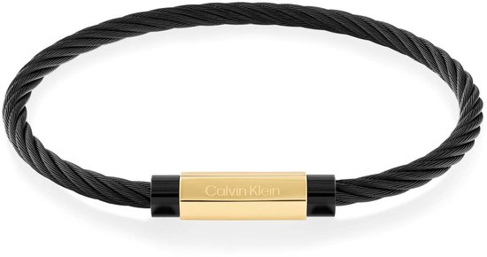 Calvin Klein CJ35000420 Heren Armband - Minimalistische armband - Sieraad - Staal - Zwart - 4 mm breed - 19.5 cm lang