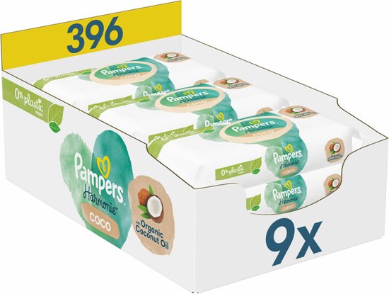 Pampers Billendoekjes Pure Coconut 9x44 = 396 doekjes