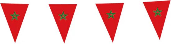 Vlaggenlijn Marokko - 10 Meter Marokko - Marokkaanse vlag decoratie - Marokkaanse versiering vlaggetjes - Per stuk 10 meter vlaggenlijn