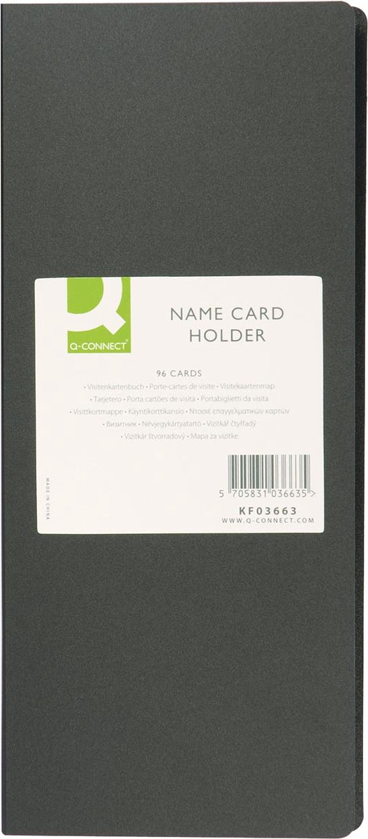 Q-CONNECT visitekaartenmap, Ft 11 x 26 cm, voor 96 kaarten, zwart 12 stuks