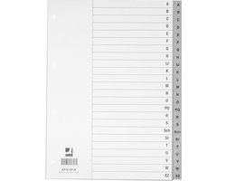 Q-CONNECT alfabetische tabbladen, A4, PP, met indexblad, 24 tabs, grijs