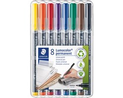 STAEDTLER Lumocolor F permanent pen - Box 8 kleuren