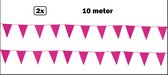 2x Vlaggenlijn hot pink 10 meter - vlaglijn festival feest party verjaardag thema feest kleur